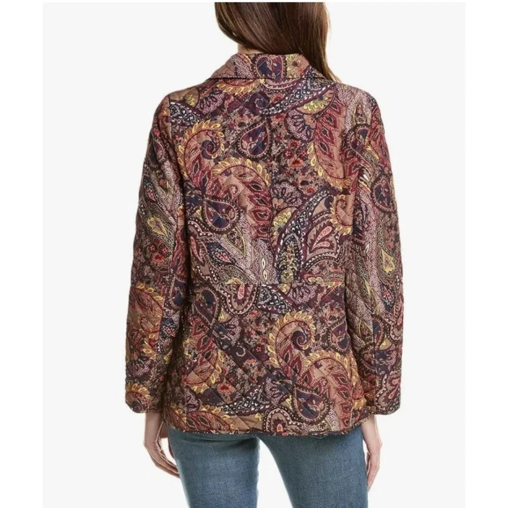 Jones New York Caramel Multi Paisley Quilted Travel Jacket M NWT